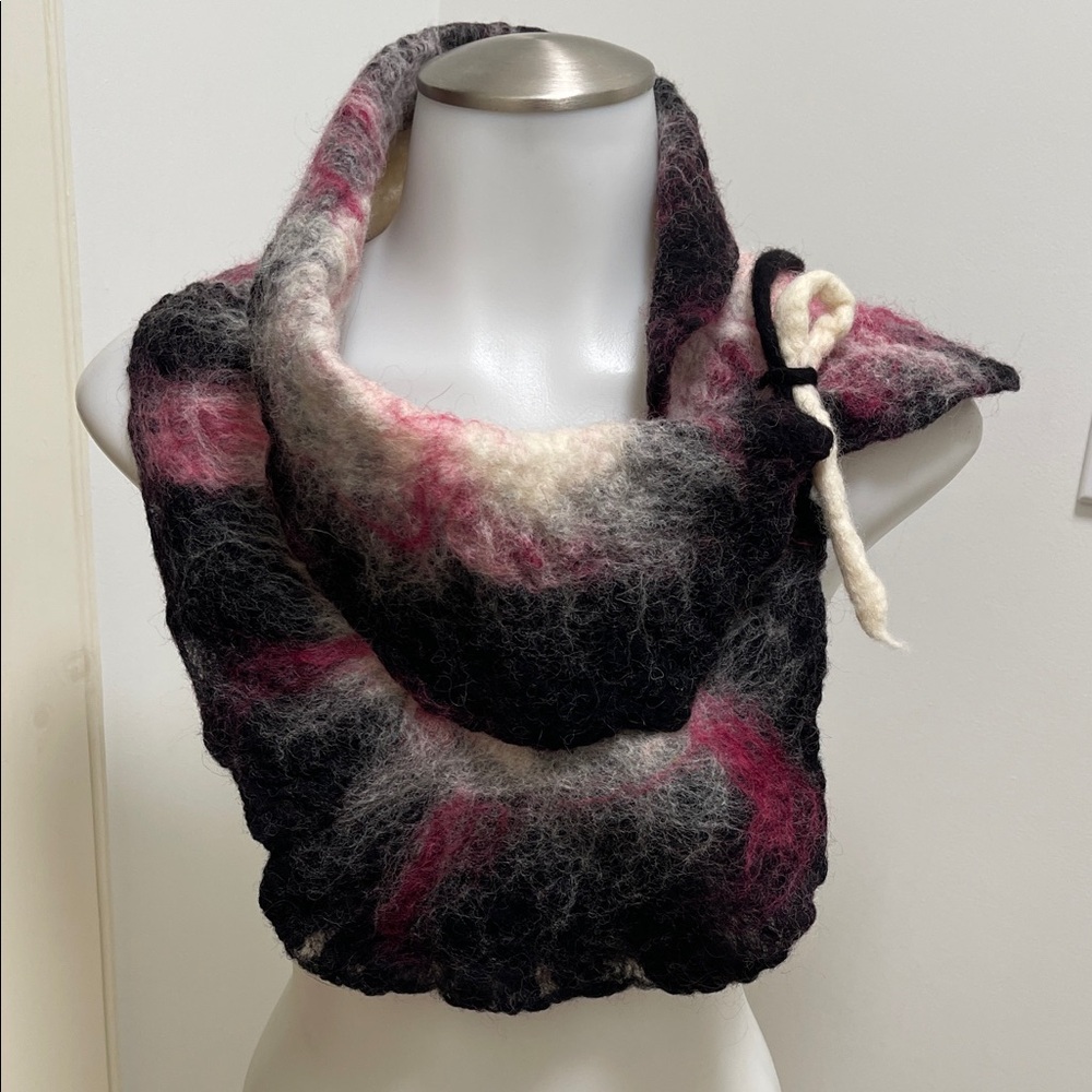 Multicolor Homemade Felted Wool Scarf - image 1